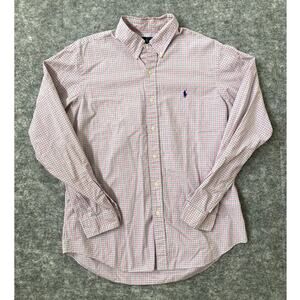 Polo Ralph Lauren Shirt Plaid Mens Large Pink Long Sleeve Cotton Button up